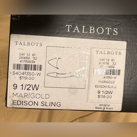 $119 Talbots Solid Yellow Marigold Edison Slingback Flats Size 9.5W - Picture 10 of 16